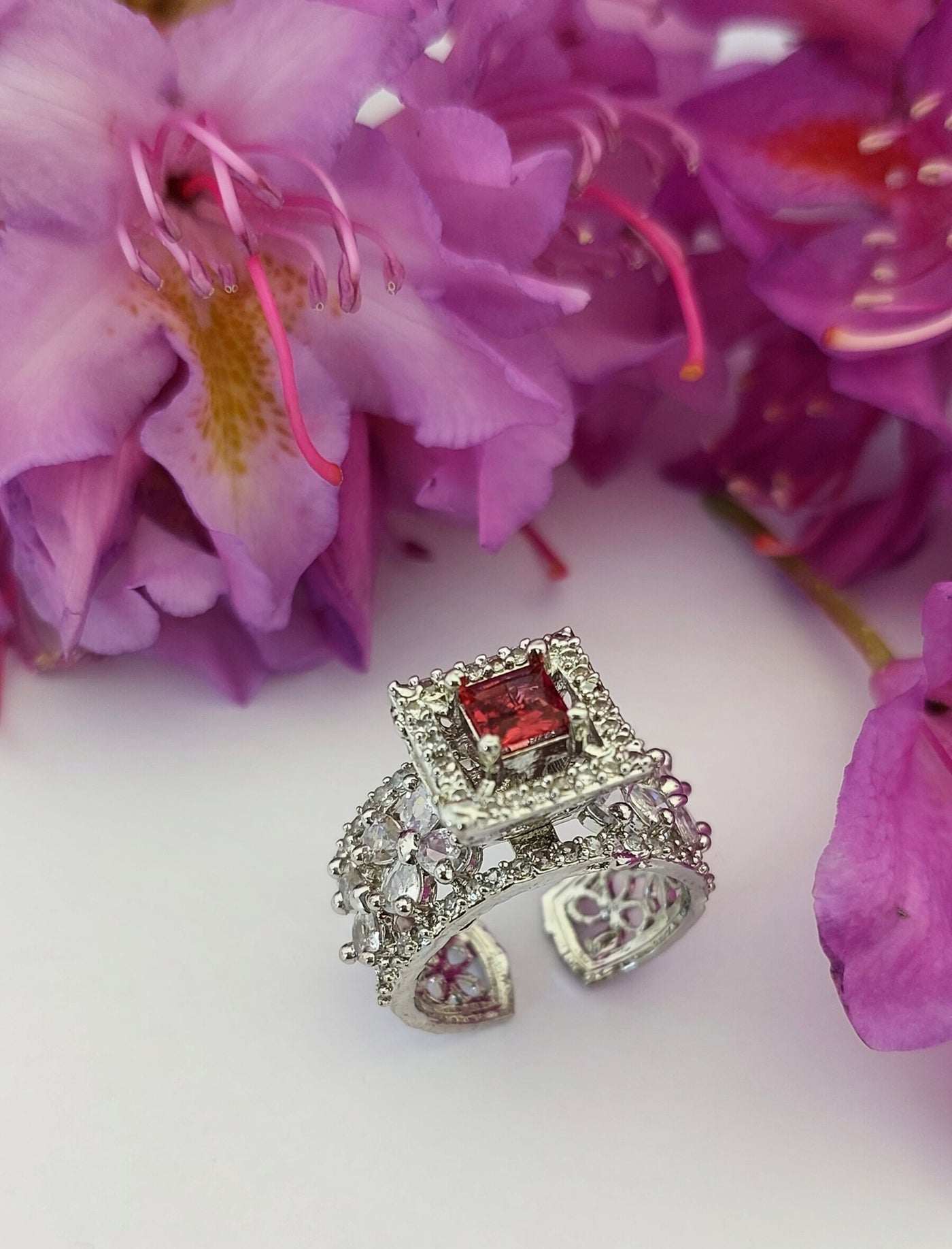 Floral grace band ring