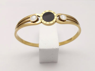 Vintage Gold toned-Roman Numeral Cuff Bracelet